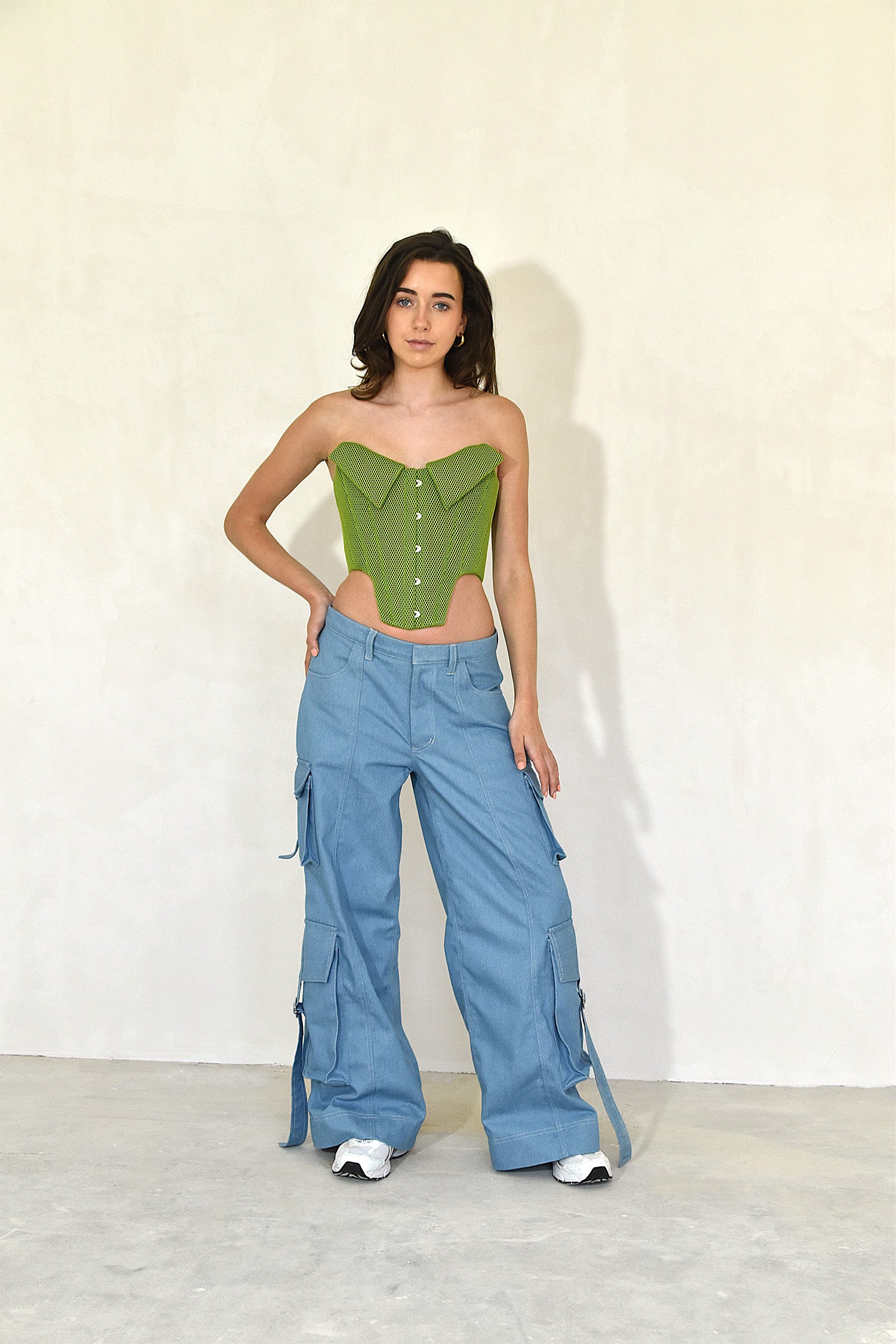 Green Neoprene corset front view