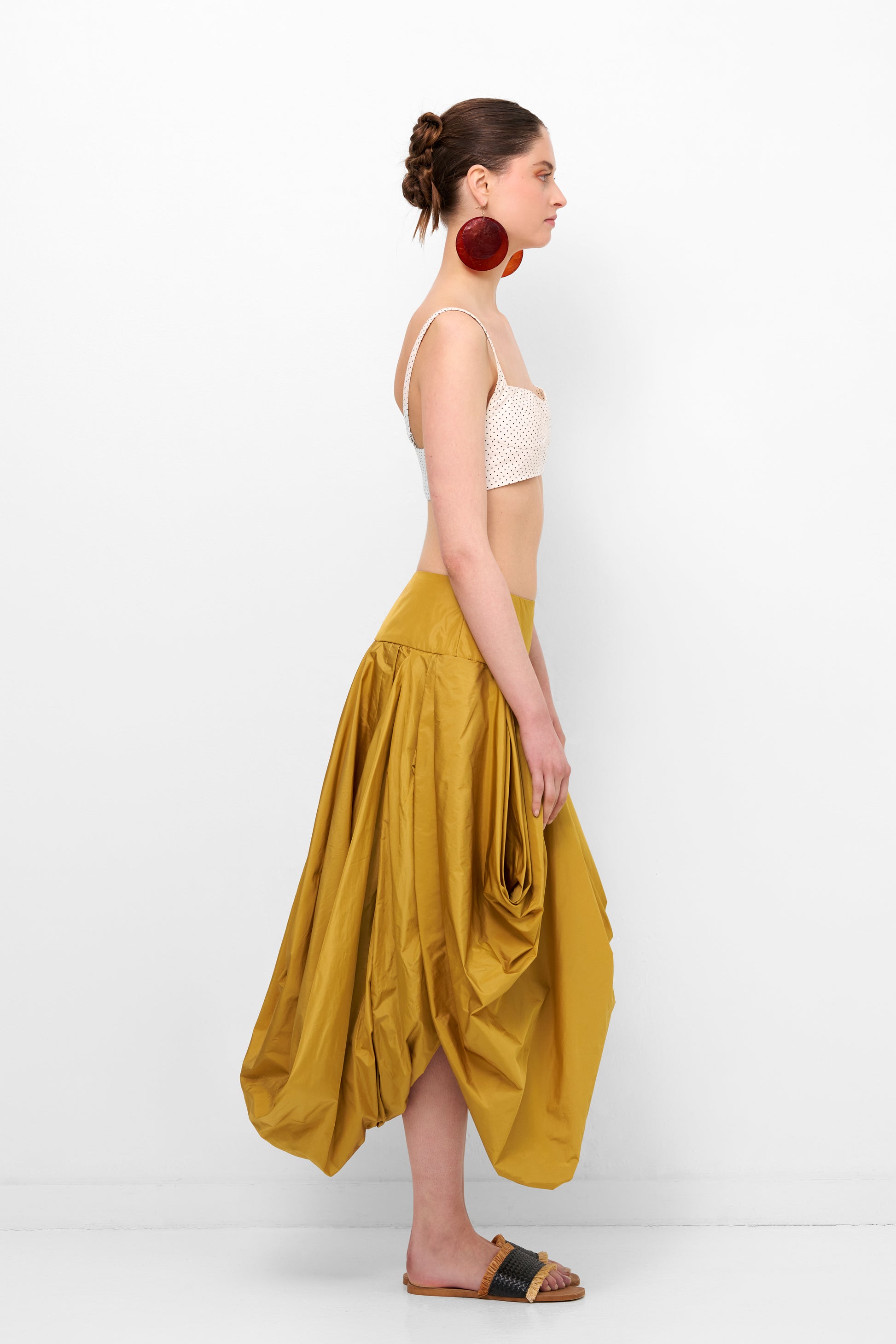 Voluminous Taffeta Midi Skirt