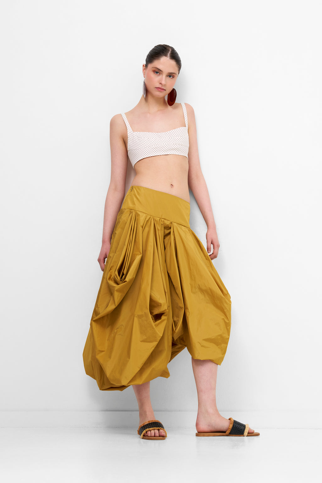 Voluminous Taffeta Midi Skirt