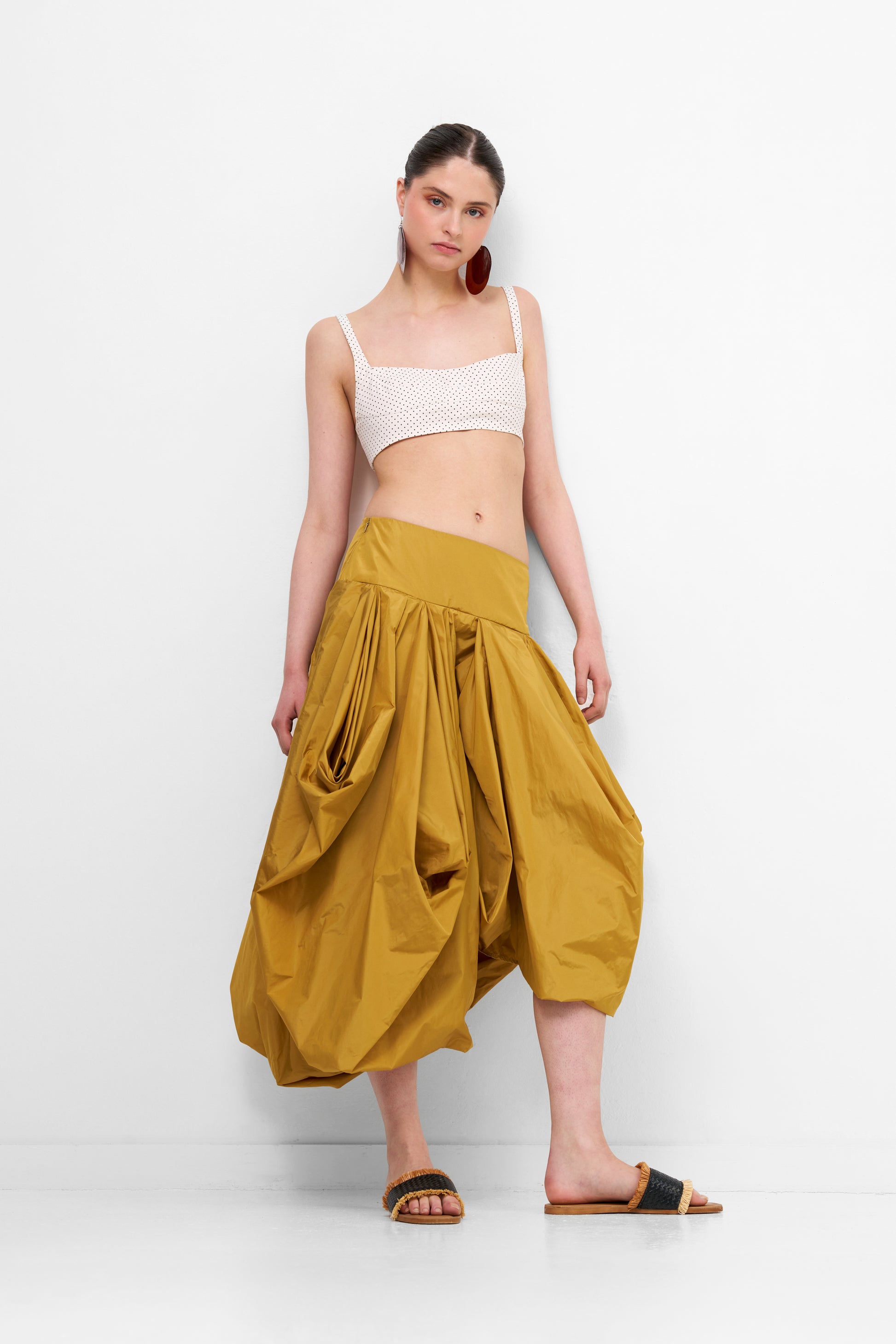 Voluminous Taffeta Midi Skirt