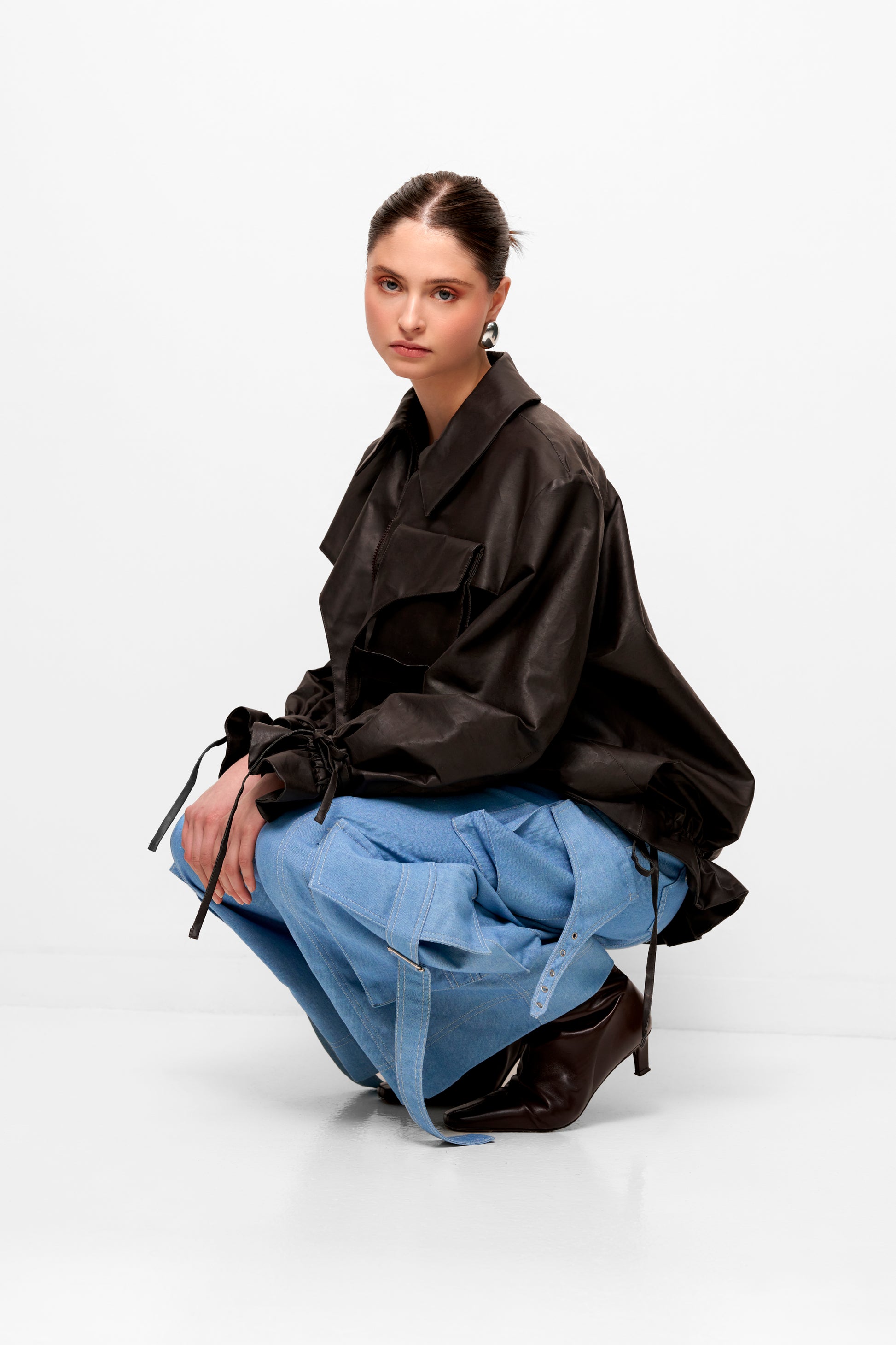 Vegan leather bomber jacket