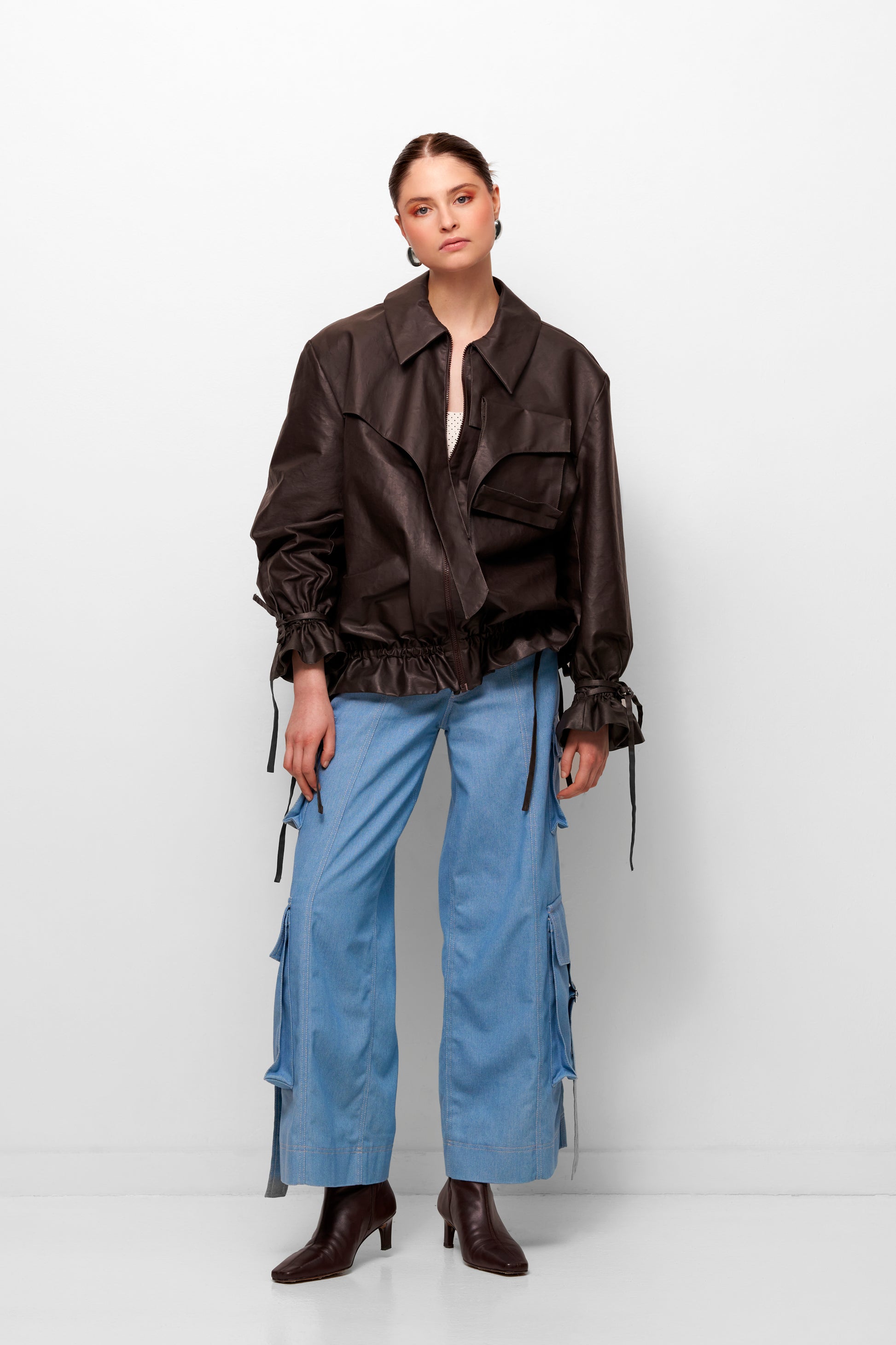 Vegan leather bomber jacket