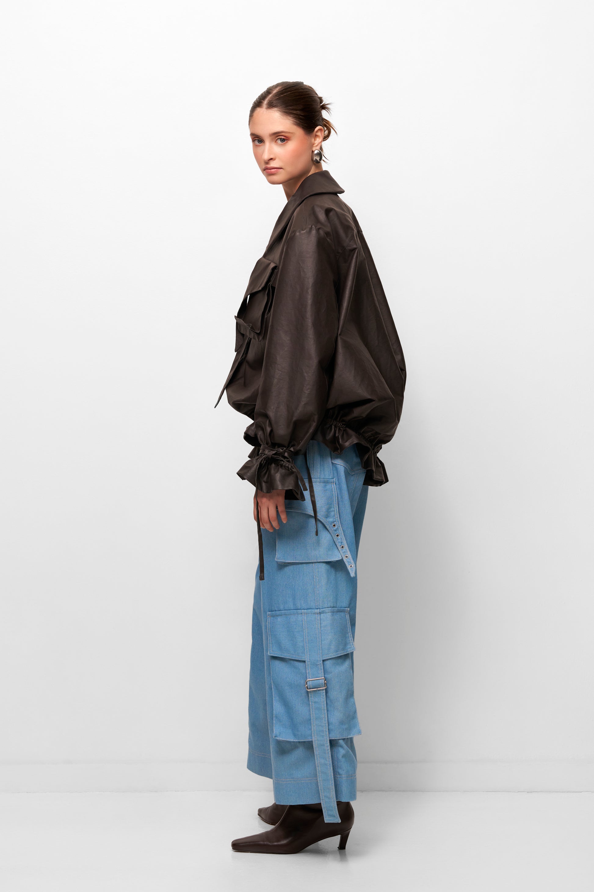 Vegan leather bomber jacket