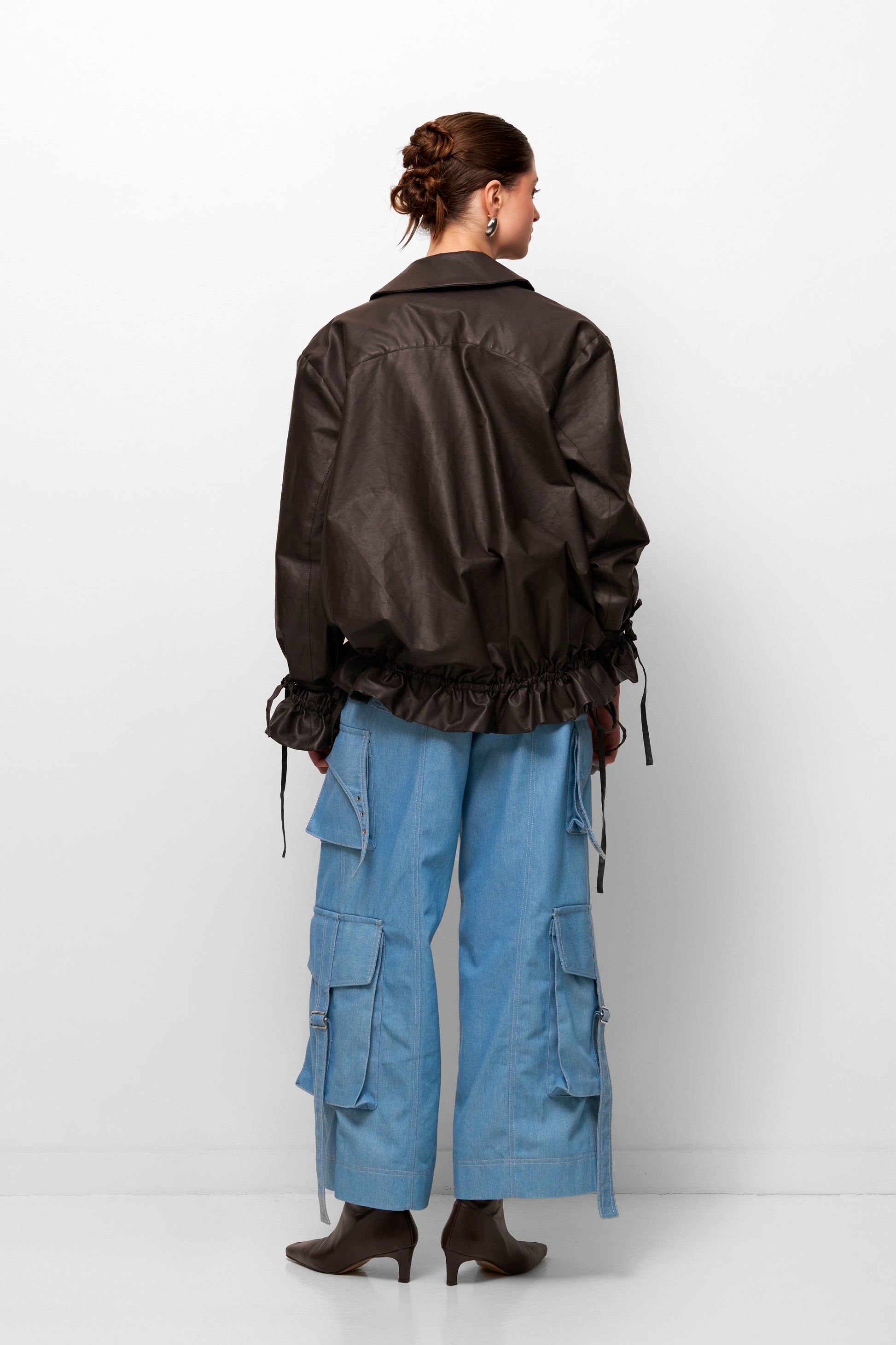 Vegan leather bomber jacket