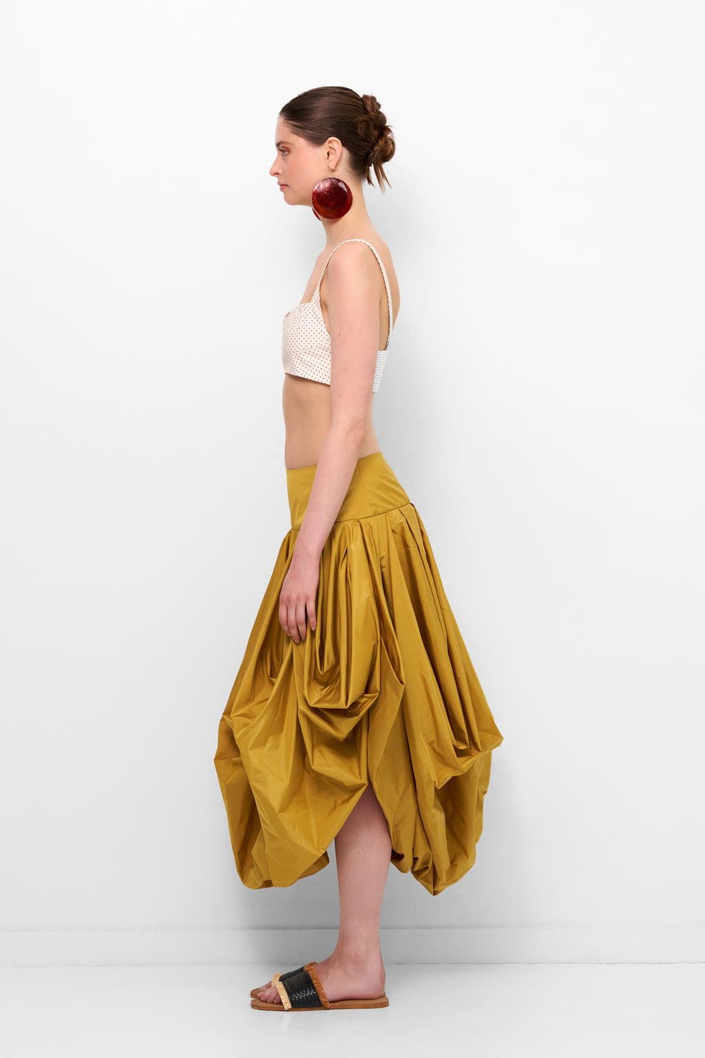 Voluminous Taffeta Midi Skirt