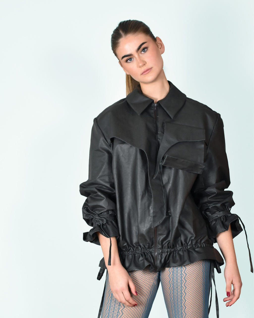 Vegan leather bomber jacket