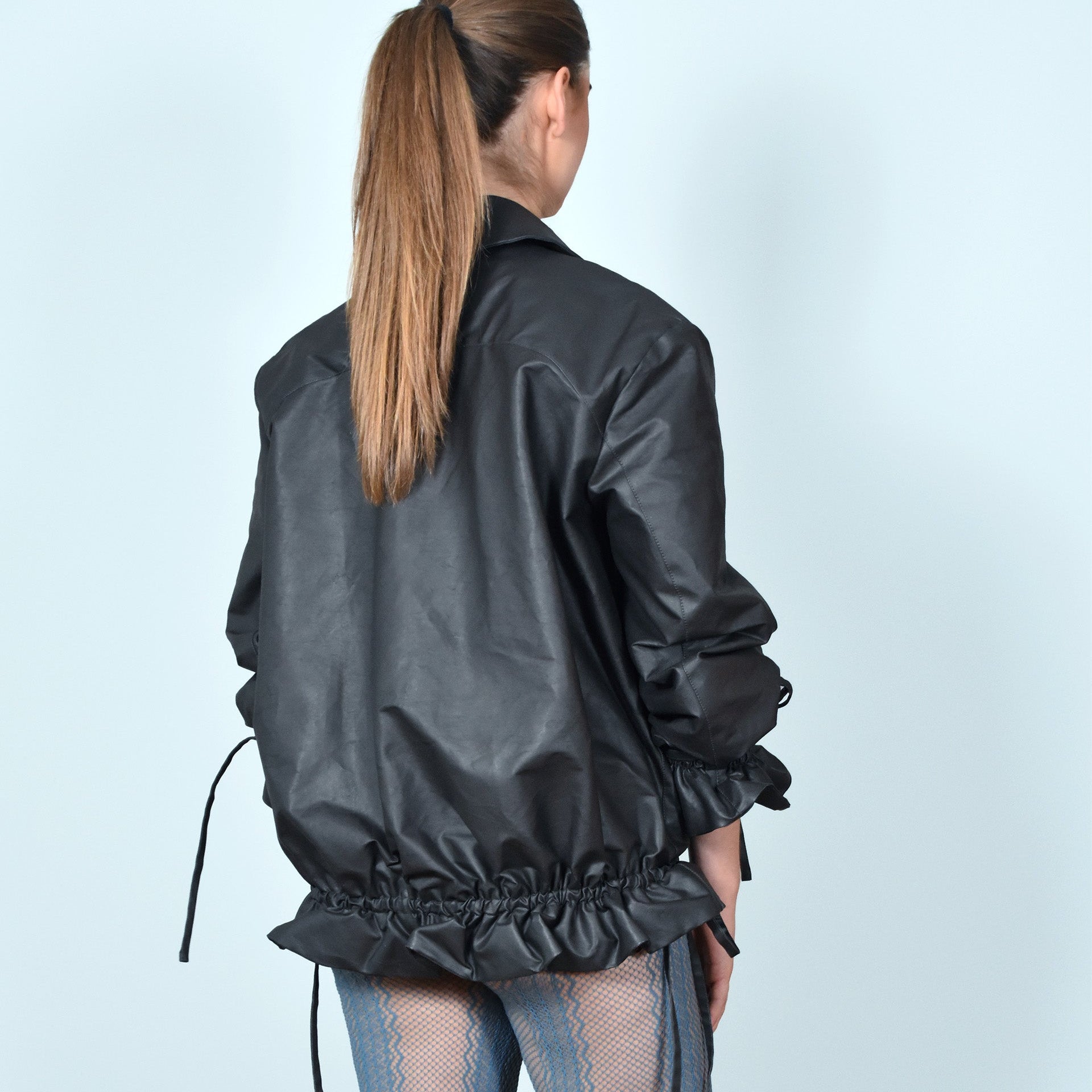 Vegan leather bomber jacket