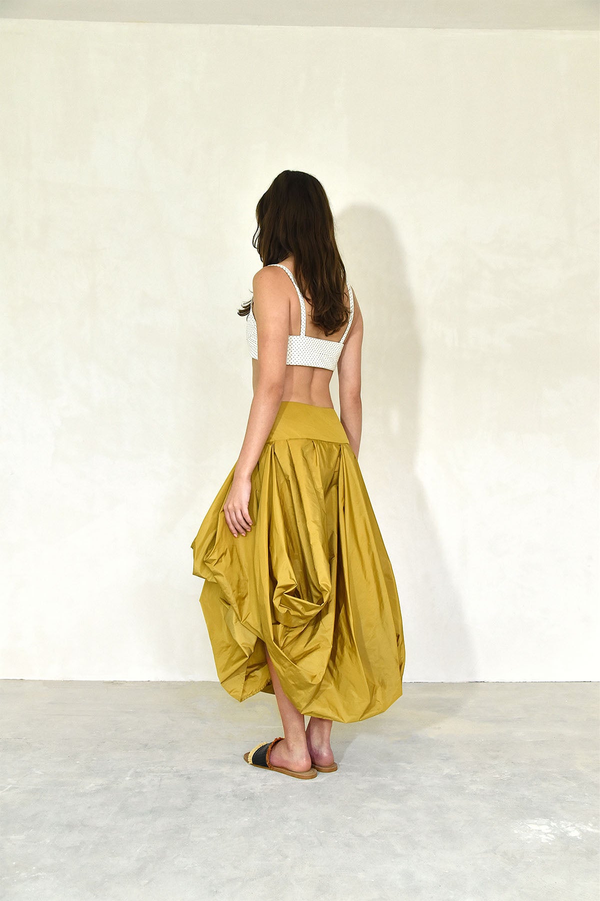 Pleated midi skirt back view